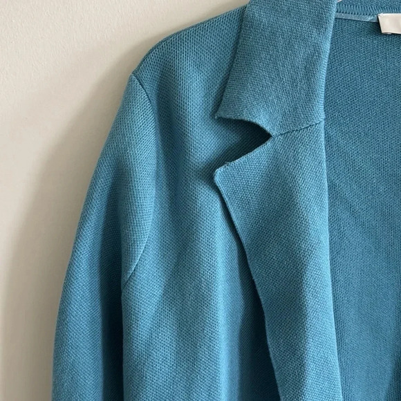 LOFT cotton Blue Open Knit Sweater Blazer cardigan size M - Picture 4 of 7
